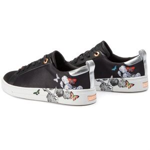 Ted Baker Black Orosa Floral Trainer in Black Size EU 37.5/US 7